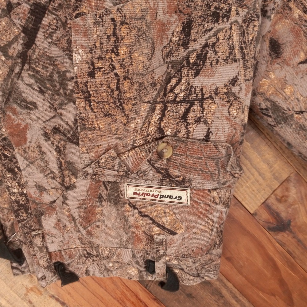 Grand Prairie Outfitters Camo Cargo Hunting Pants Vintage Fleece Mens L Cotton - Picture 2 of 6